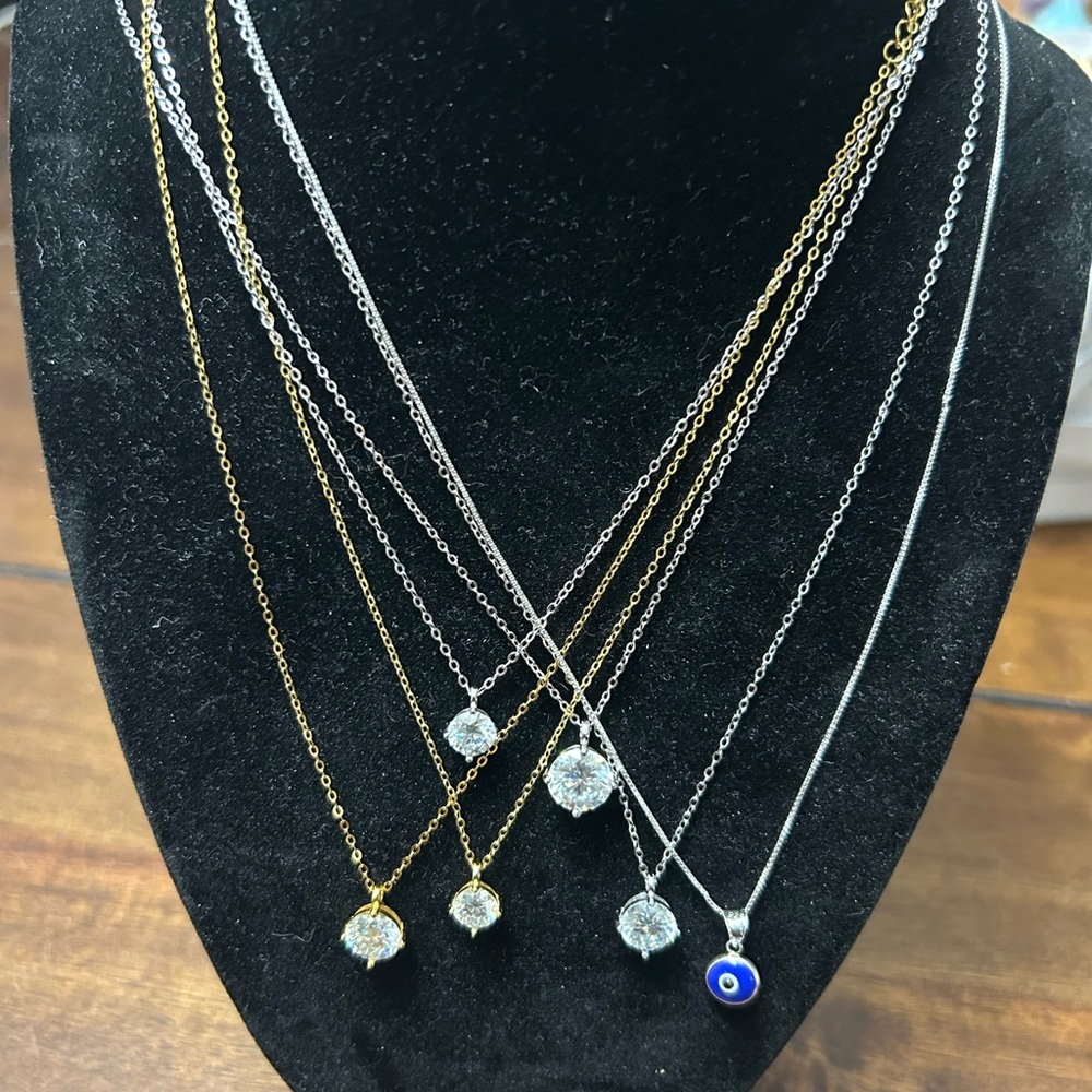 1•2•3CT moissanite solitaire .925 sterling necklace NIB